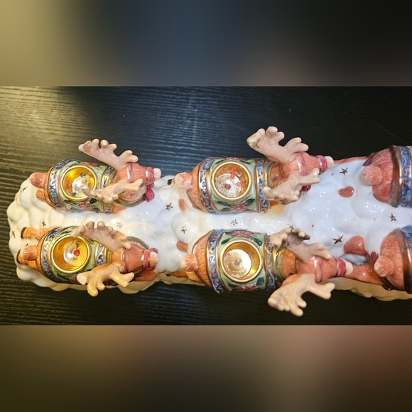 KIRKLAND Signature SANTA & SLEIGH with REINDEER CANDLE HOLDERS 2 PC Set Holidays - Picture 13 of 16